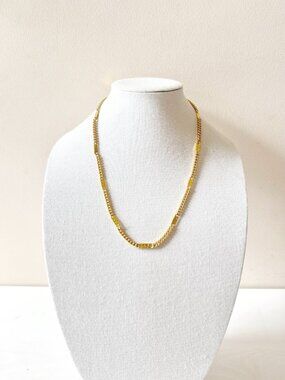 Vintage MONET Gold Tone Curb Chain Long Necklace